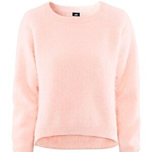 H&M Wool Blend Angora Fuzzy Crewneck Pullover Pale Rose Medium